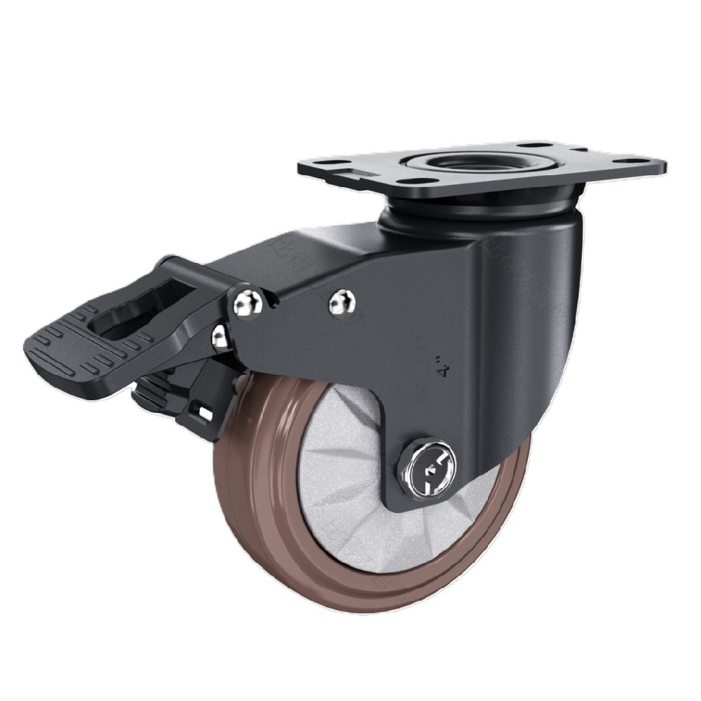 中型03系列豪華款4寸平頂萬向剎車 高彈天然橡膠ER輪  FC-100-3521-PSD